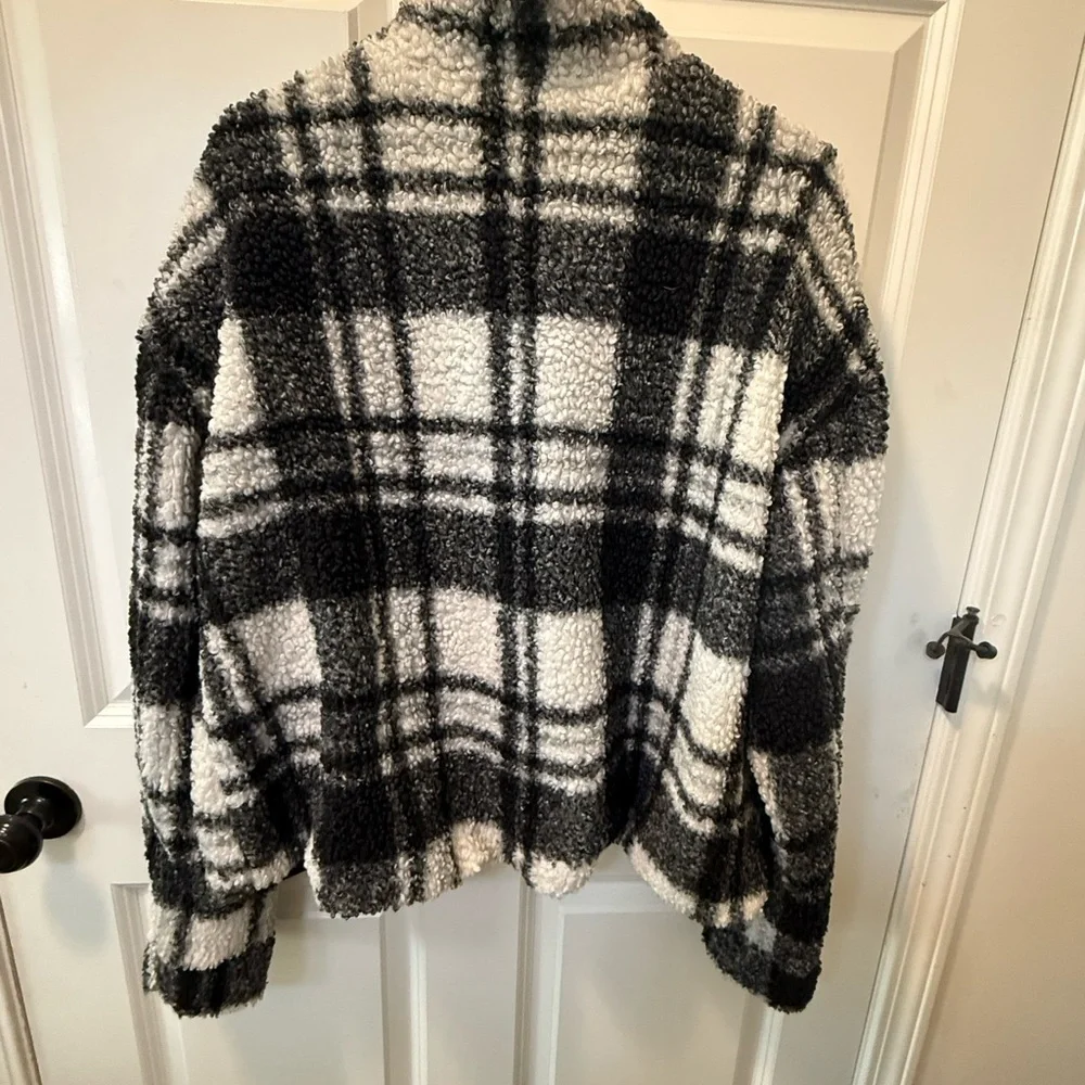 Black & White Plaid Bouclé Jacket - Relaxed Bouclé Blazer - Picture 3 of 3